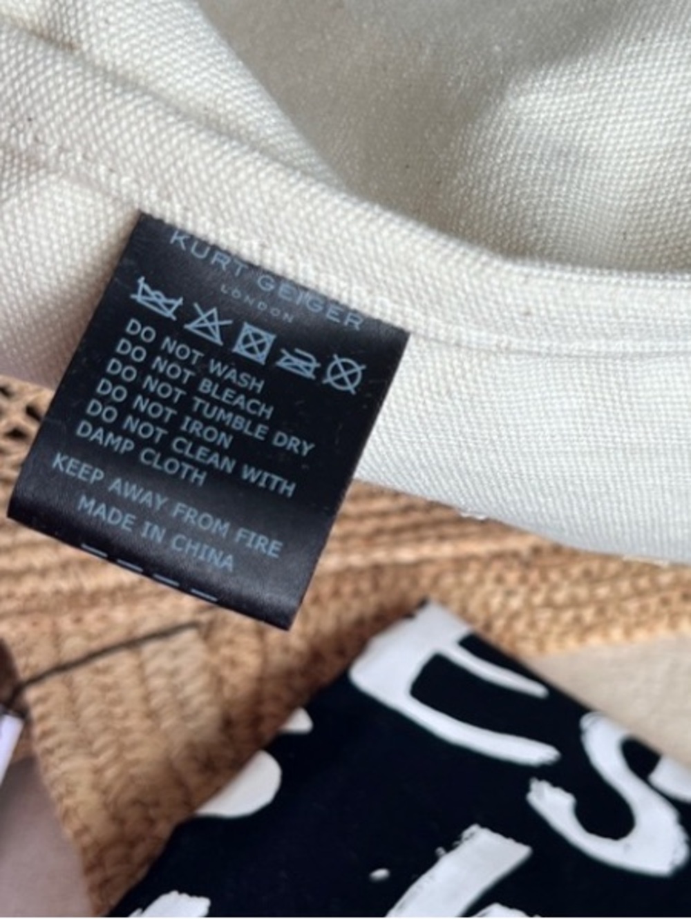 KURT GEIGER Raffia Evil Eye Basket tote beige natural NWT - Picture 16 of 17